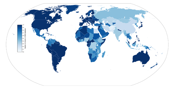 Blue world map