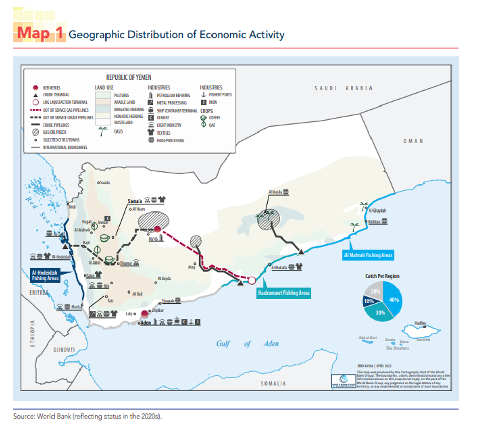 Map representing the geographic distribution of economic activity
