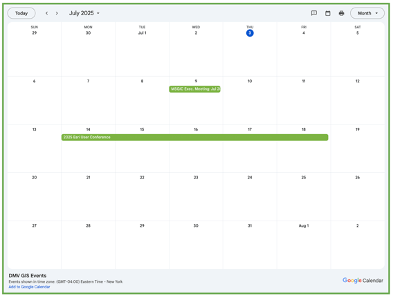 DMV GIS Event Calendar