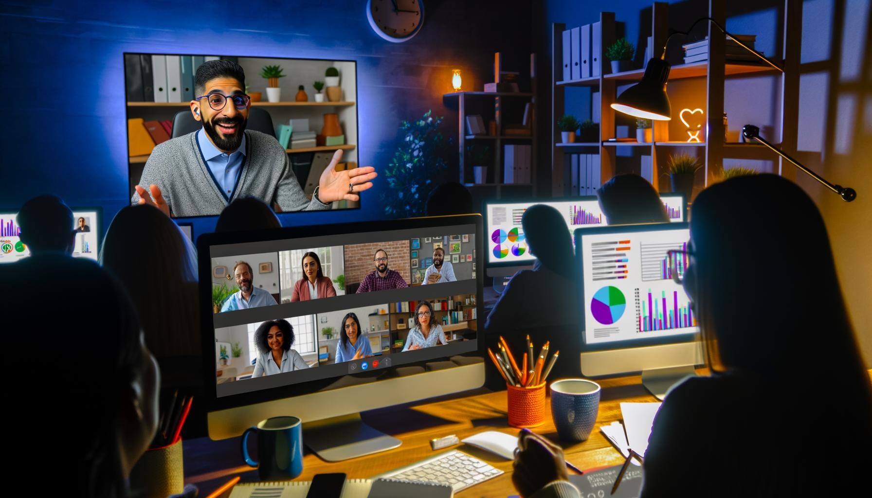Computer screens during webinar