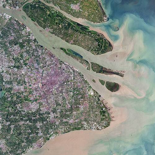 Satellite image of coastline.